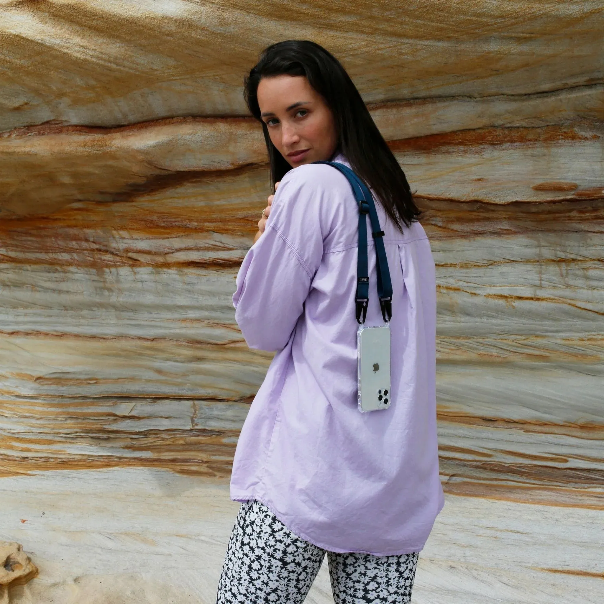 LOUVE COLLECTION Petrol Blue Crossbody Phone Lanyard