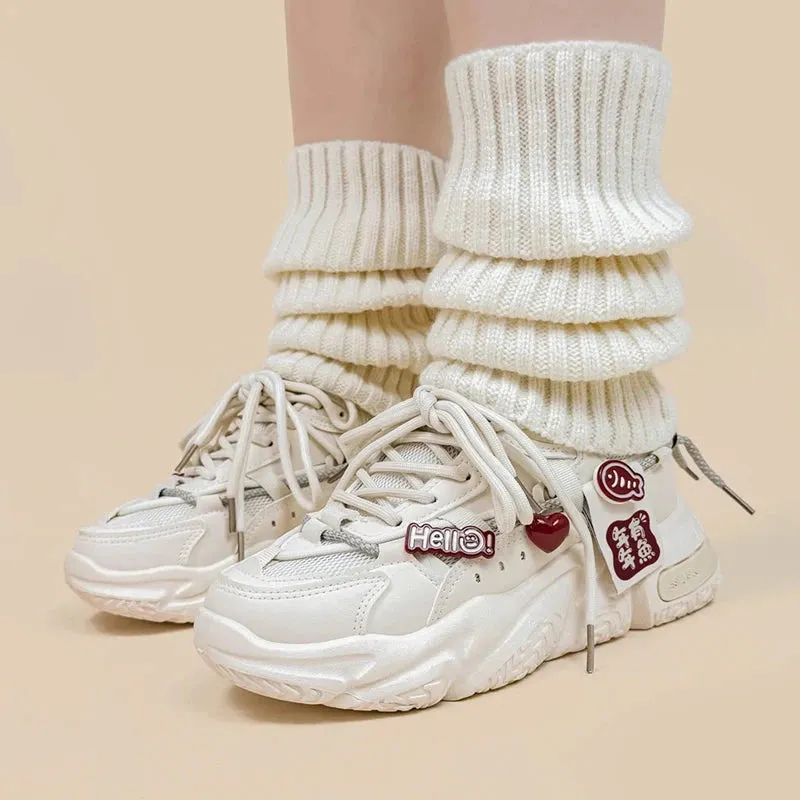 Lucky Fish Chunky Sole White Sneakers - Women's
