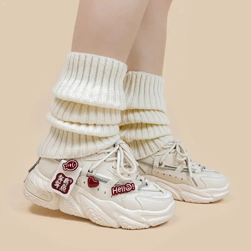 Lucky Fish Chunky Sole White Sneakers - Women's