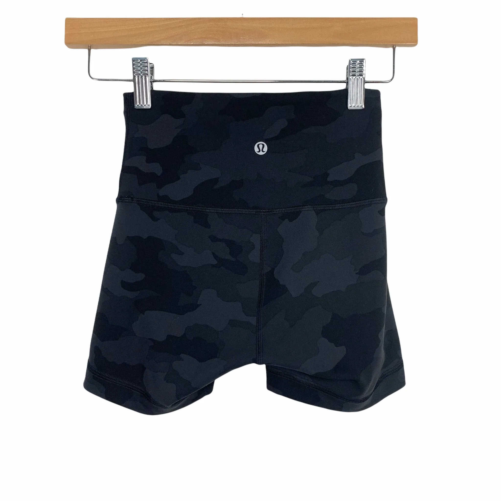 Lululemon Black Camo Fitted 3” Workout Shorts- Size 2