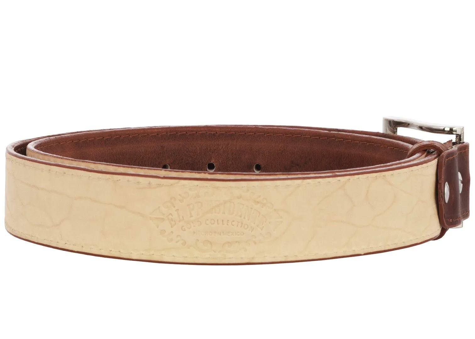 Mens Chedron Leather Western Dress Cowboy Belt - Silver Buckle