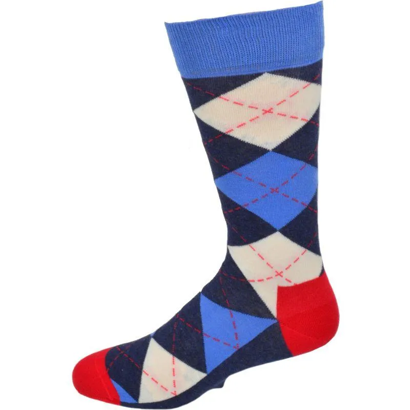 Men's Colorful Crew Socks in Combed Cotton (3 Pair Packs)
