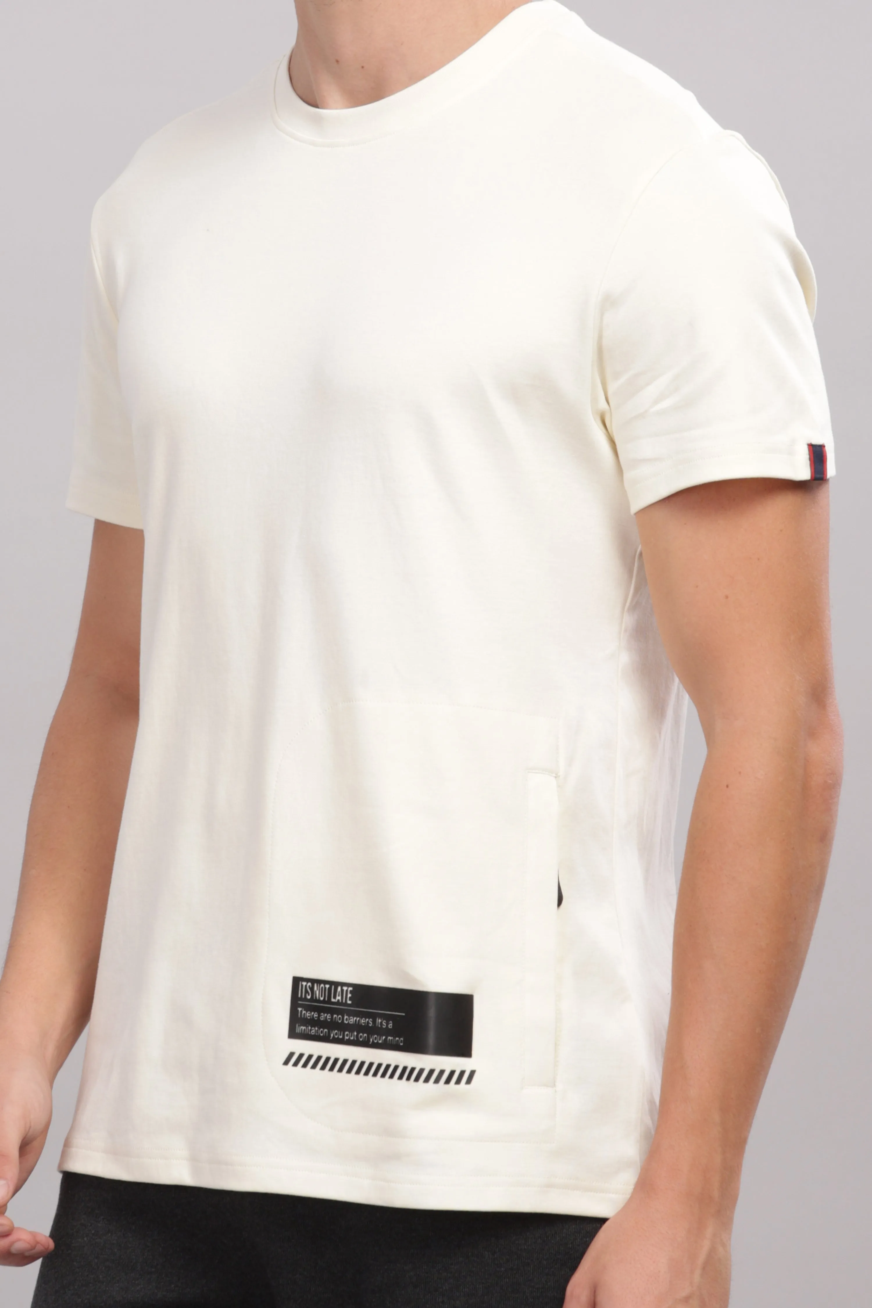 Men's Round neck Pure Cotton gentle T-Shirt-Domin8(Off White)
