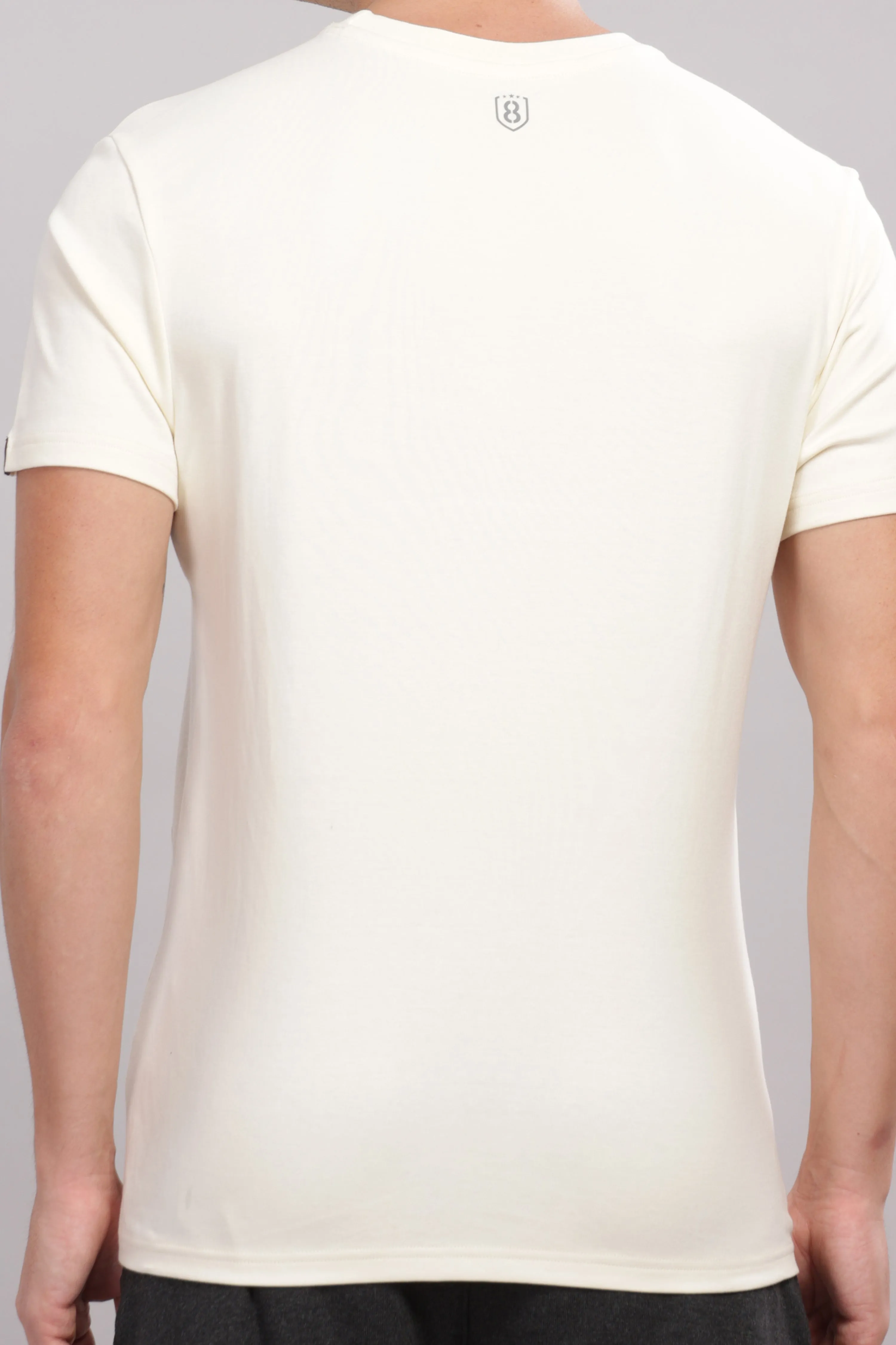 Men's Round neck Pure Cotton gentle T-Shirt-Domin8(Off White)