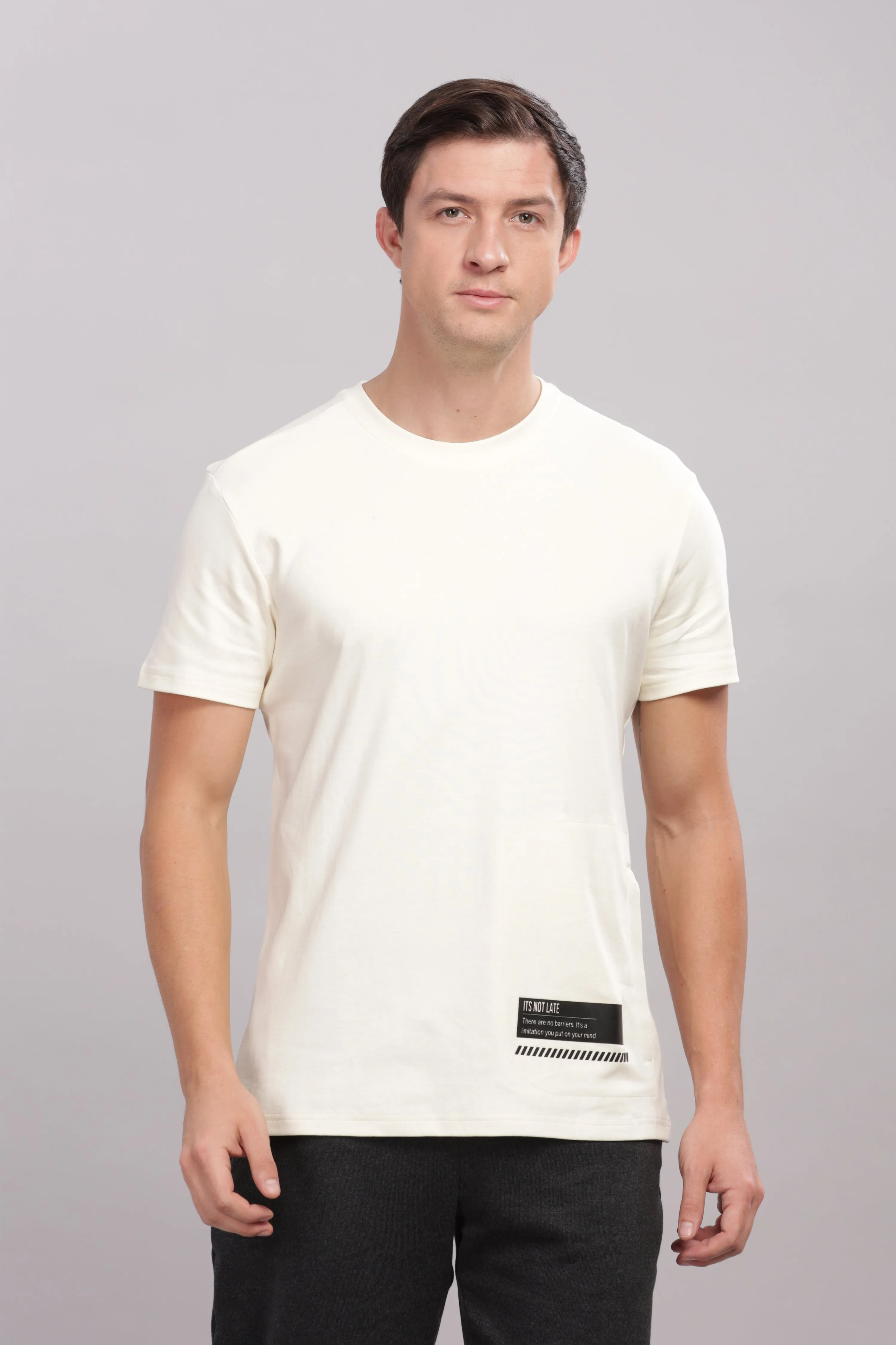Men's Round neck Pure Cotton gentle T-Shirt-Domin8(Off White)