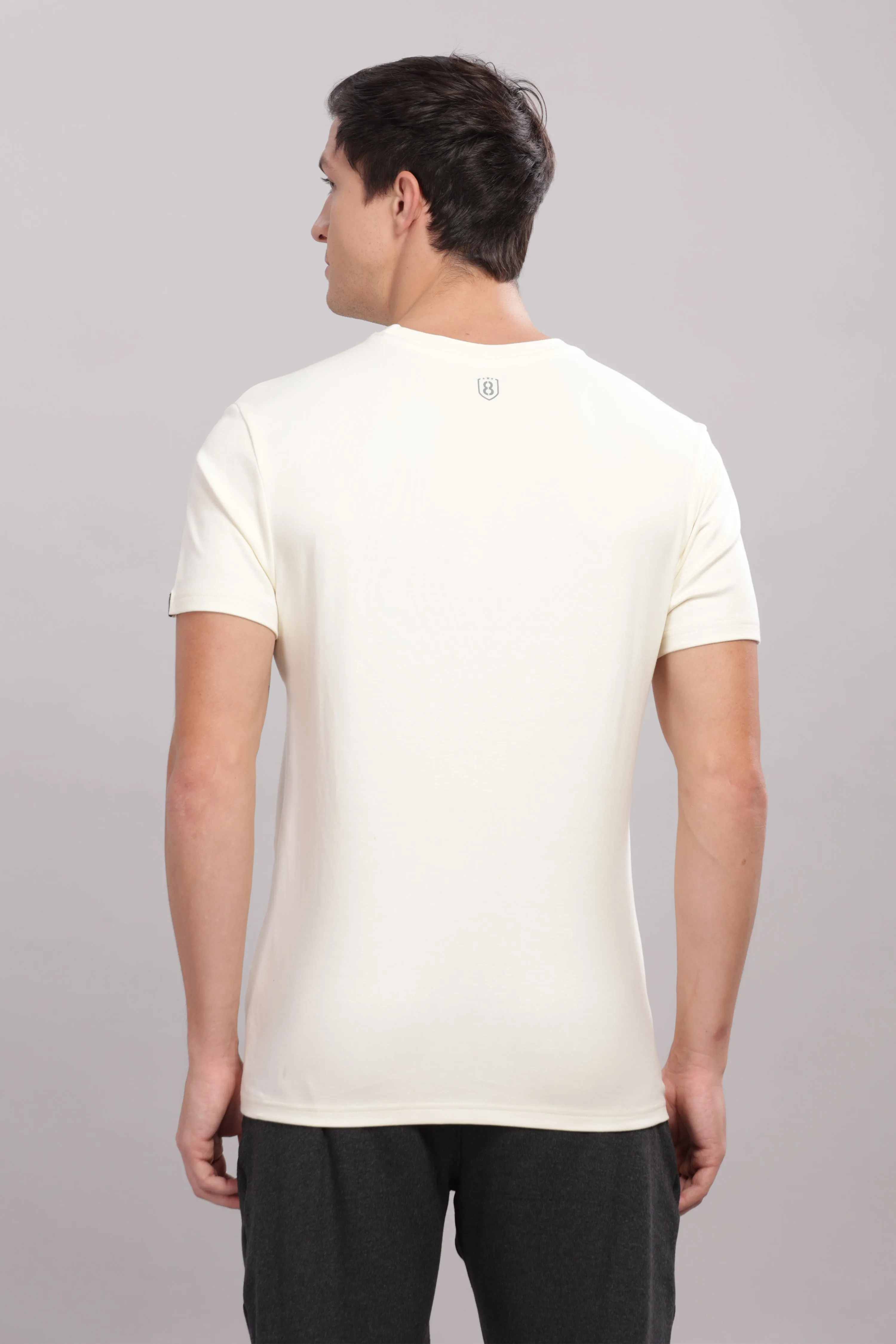 Men's Round neck Pure Cotton gentle T-Shirt-Domin8(Off White)