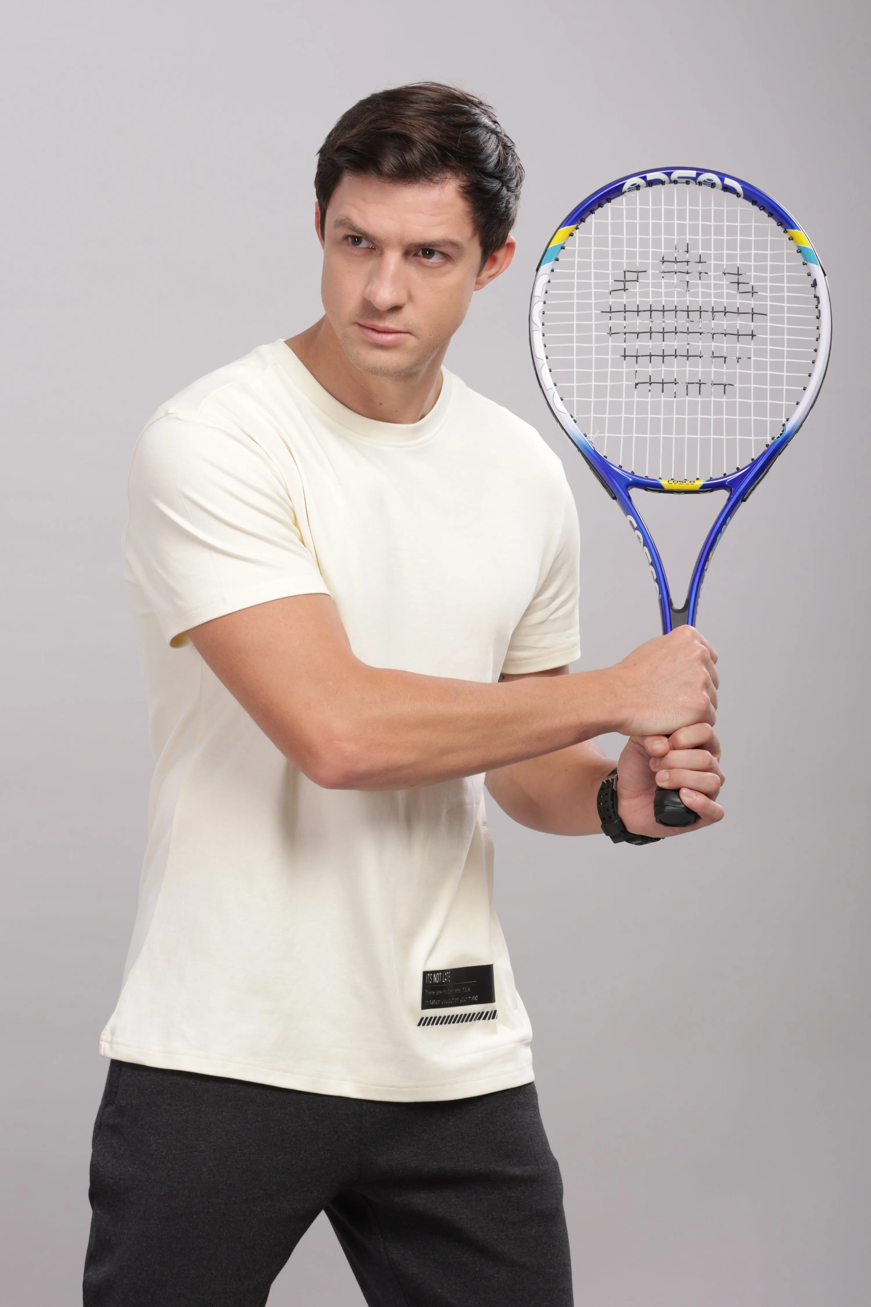 Men's Round neck Pure Cotton gentle T-Shirt-Domin8(Off White)