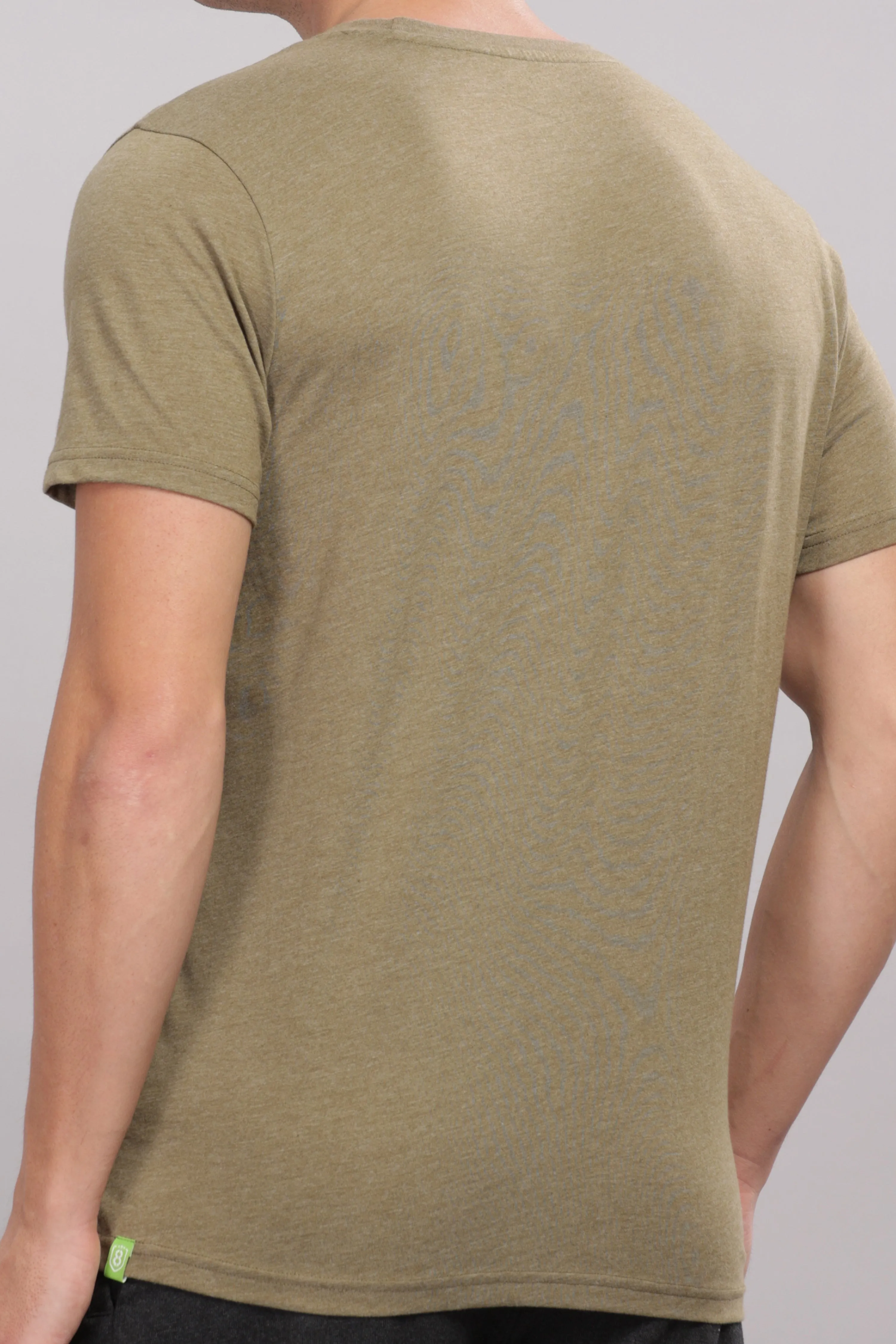 Men's Super Stylish Organic Cotton T Shirt With Printed Chest Pocket - Domin8 (Moss Green)