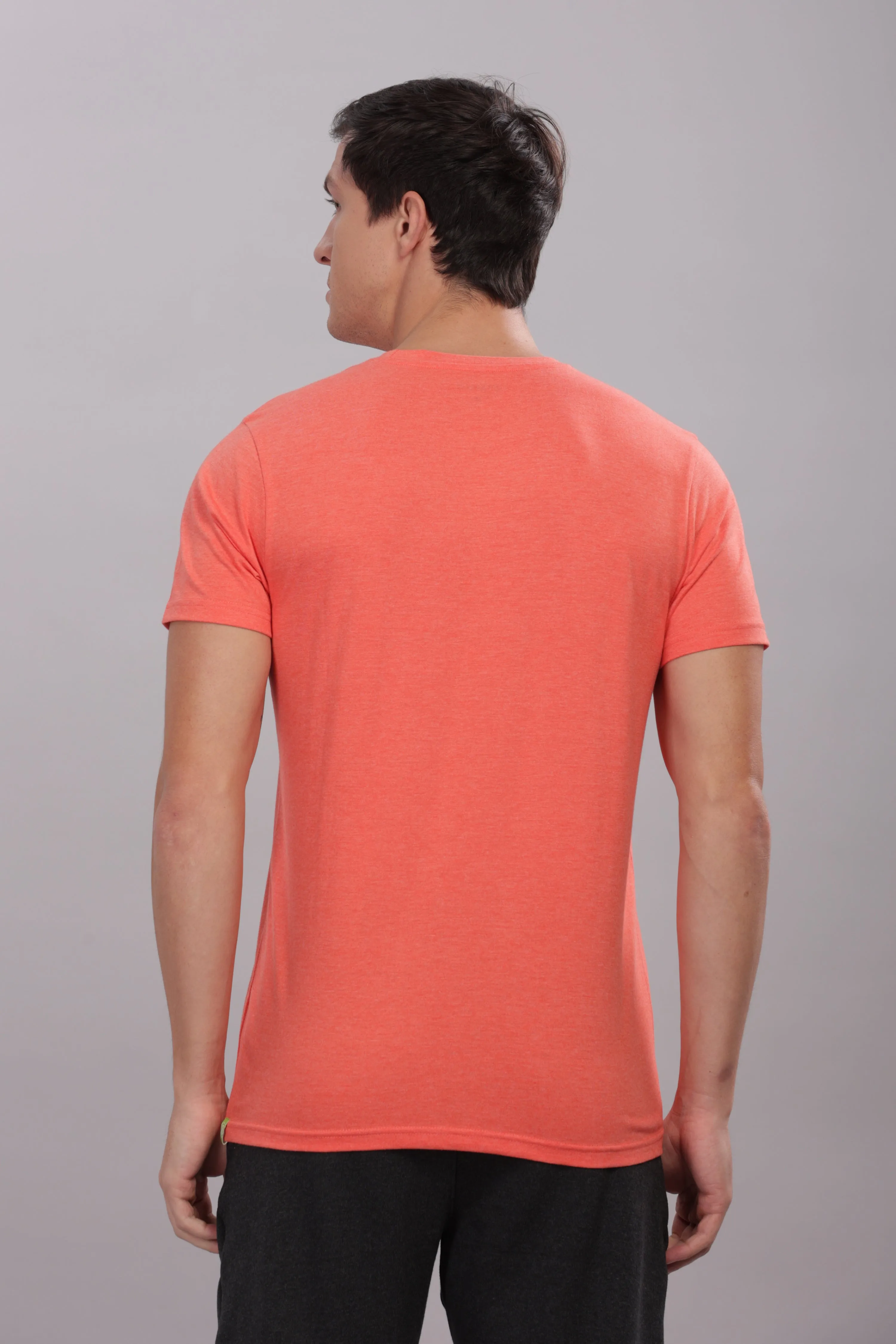 Men's Super Stylish Organic Cotton T Shirt With Printed Chest Pocket - Domin8 (Orange)