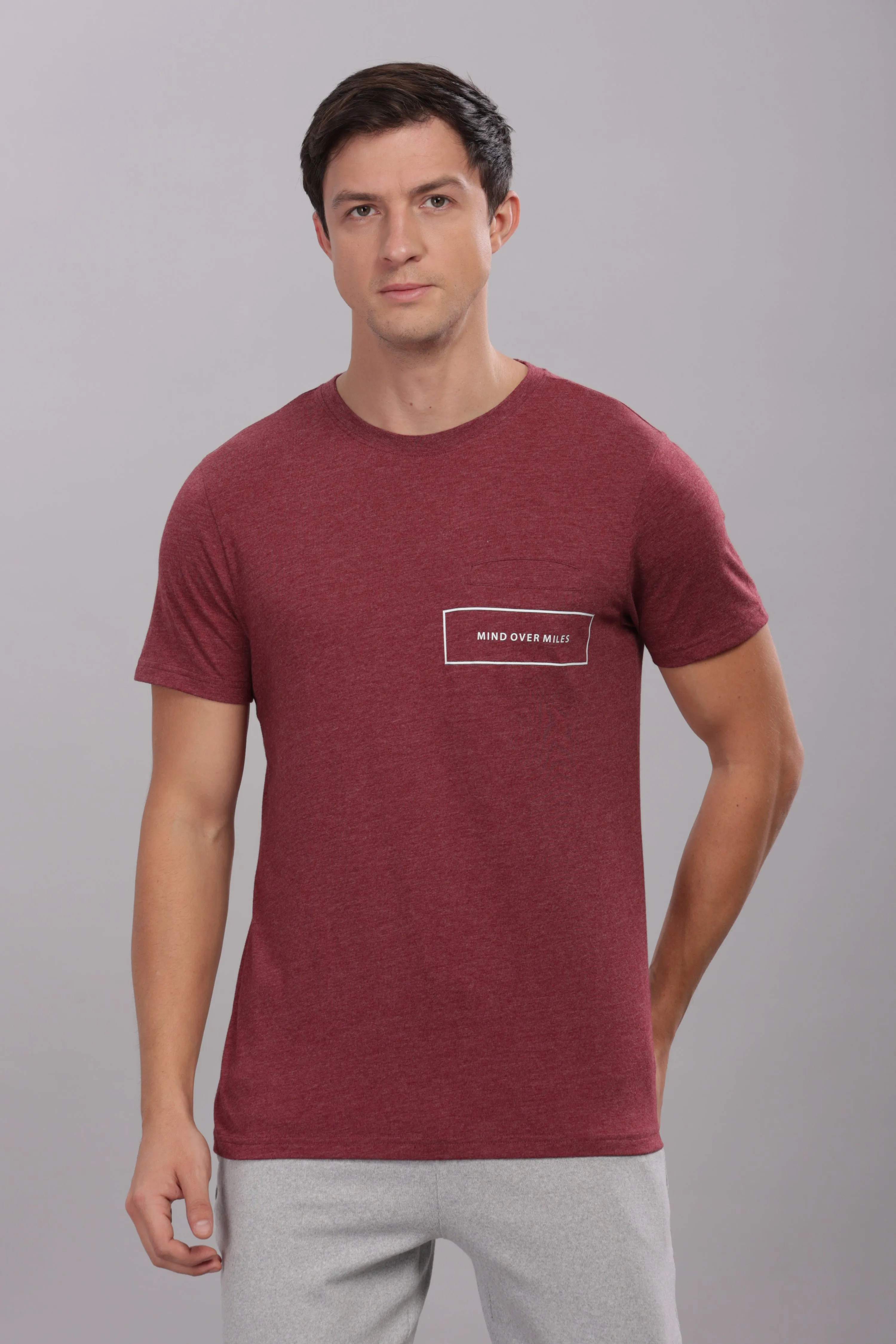 Men's Super Stylish Organic Cotton T Shirt With Printed Chest Pocket - Domin8 (Orange)