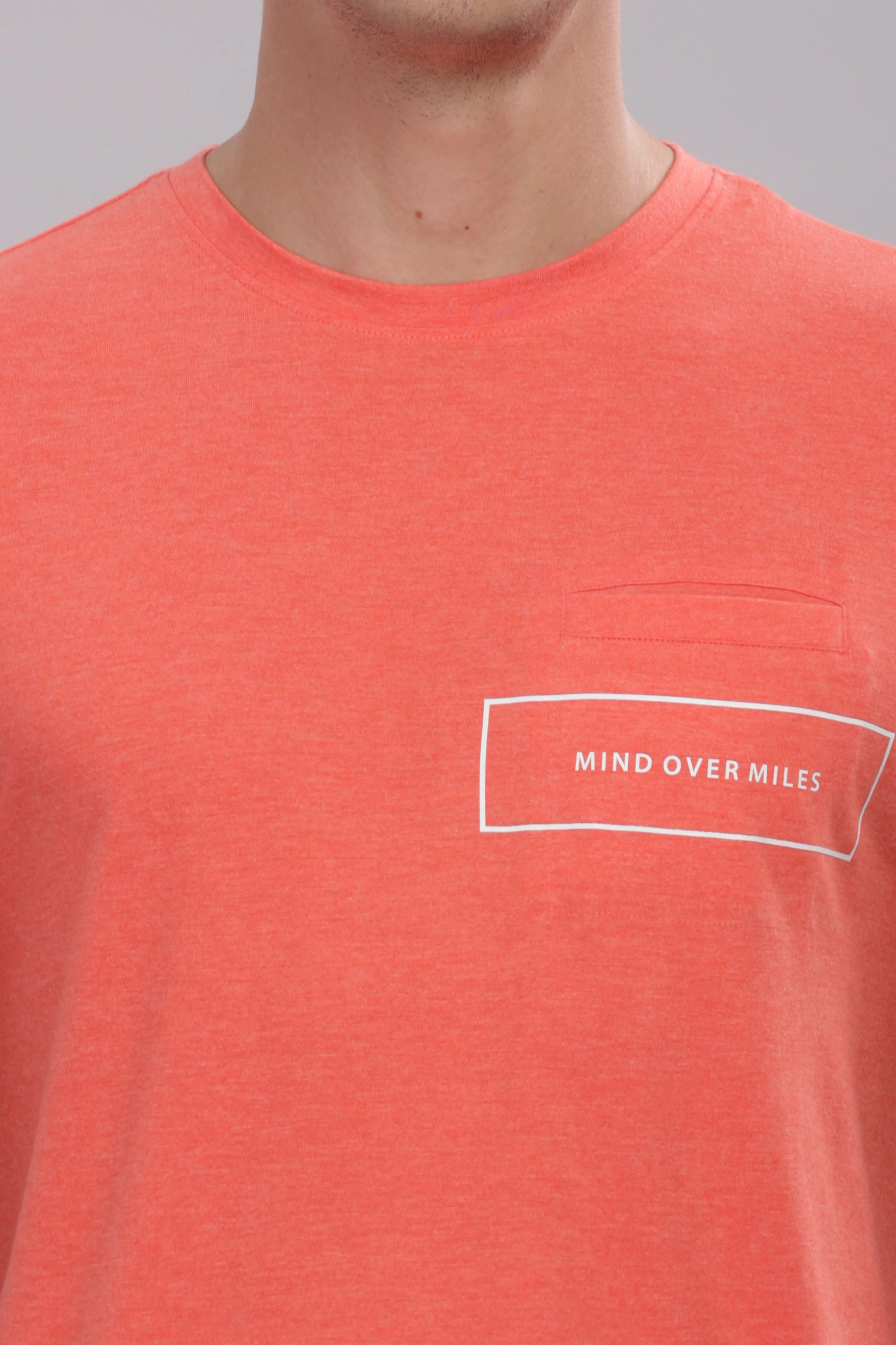Men's Super Stylish Organic Cotton T Shirt With Printed Chest Pocket - Domin8 (Orange)