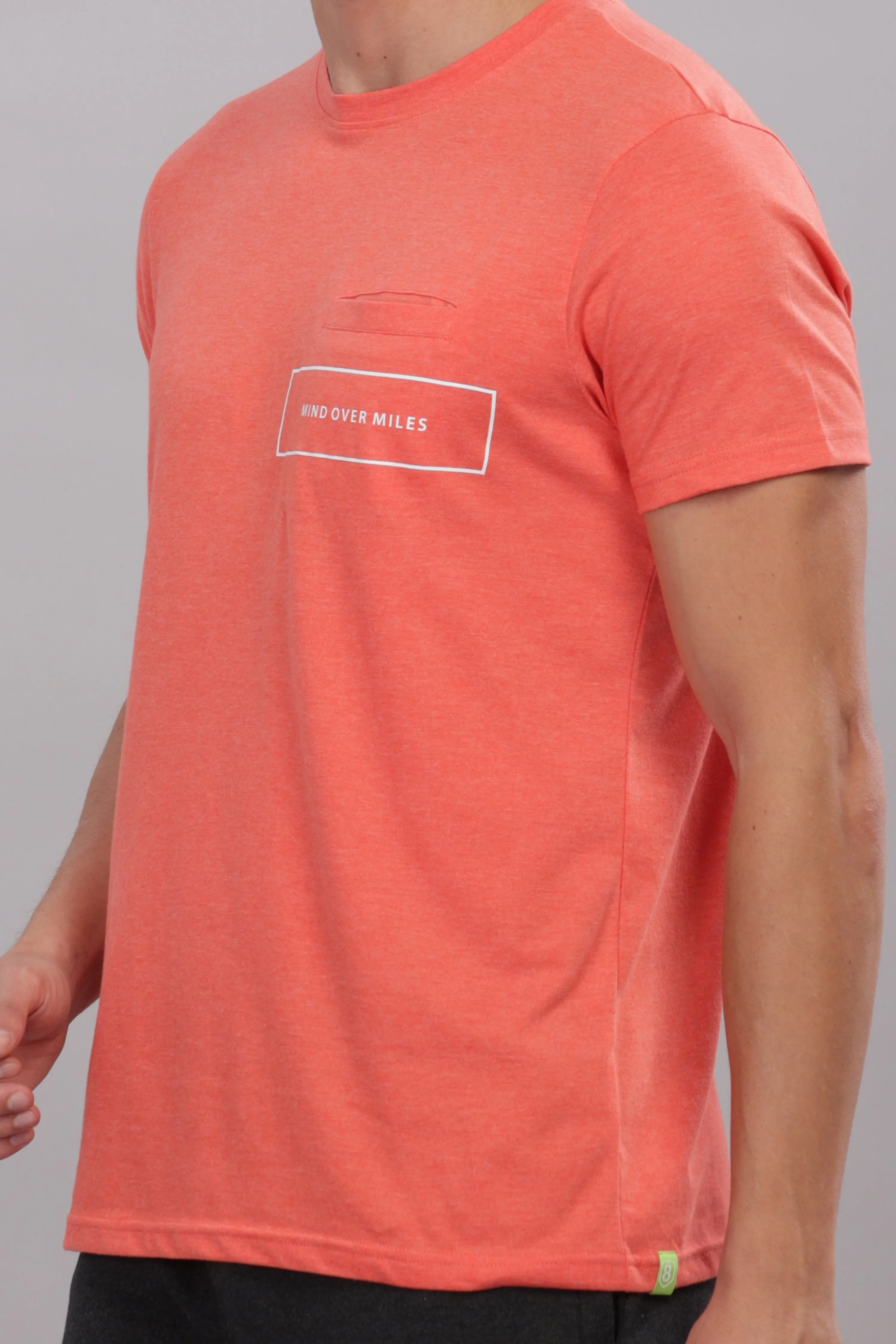 Men's Super Stylish Organic Cotton T Shirt With Printed Chest Pocket - Domin8 (Orange)