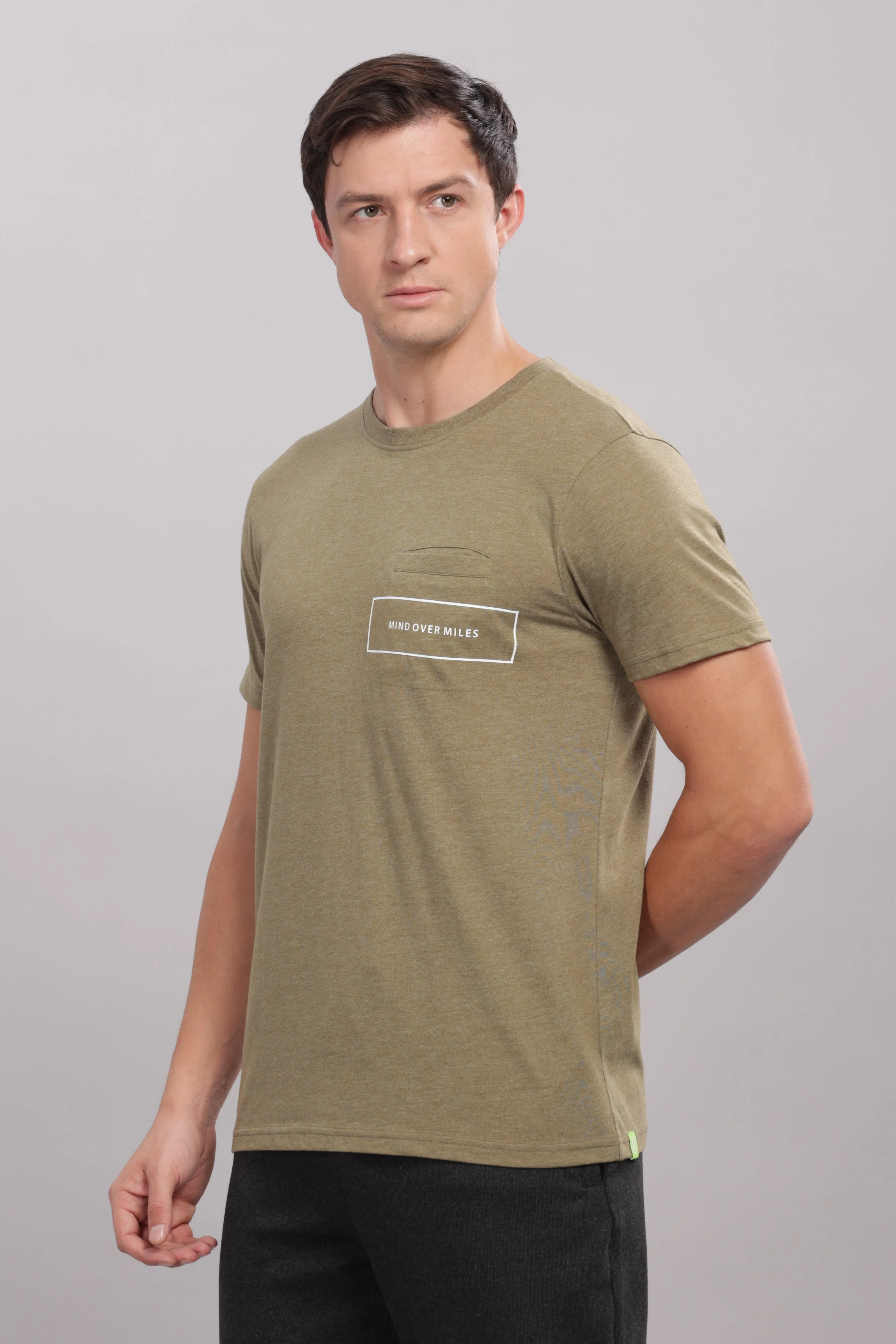 Men's Super Stylish Organic Cotton T Shirt With Printed Chest Pocket - Domin8 (Orange)