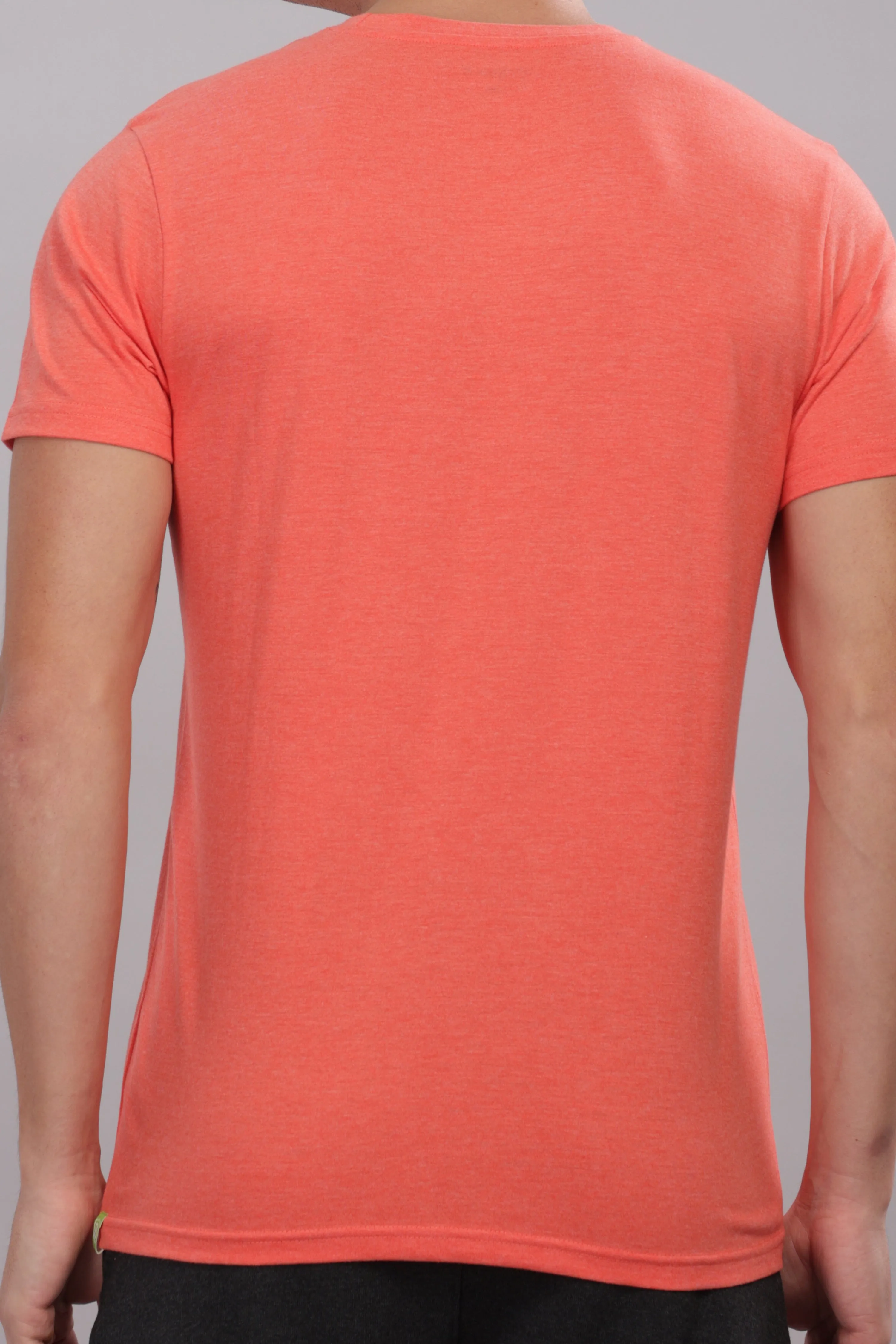 Men's Super Stylish Organic Cotton T Shirt With Printed Chest Pocket - Domin8 (Orange)