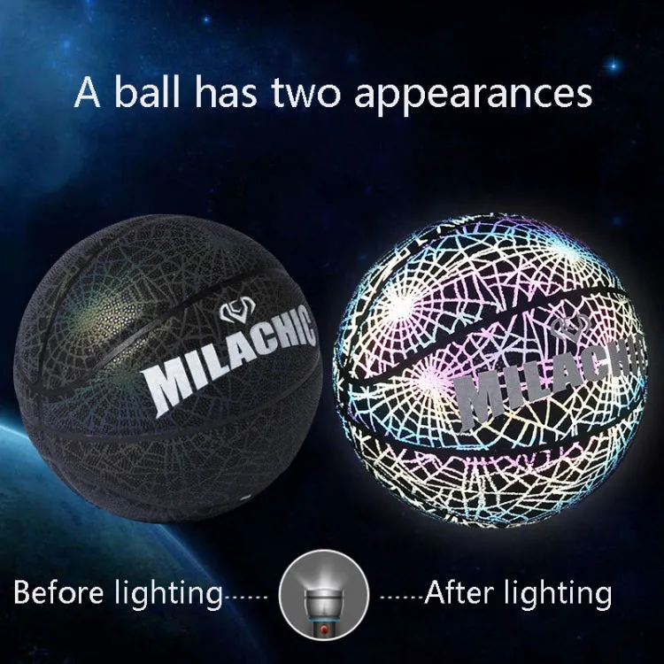 MILACHIC Number 7 Rainbow Reflective Cool Basketball(Stripe 6734)