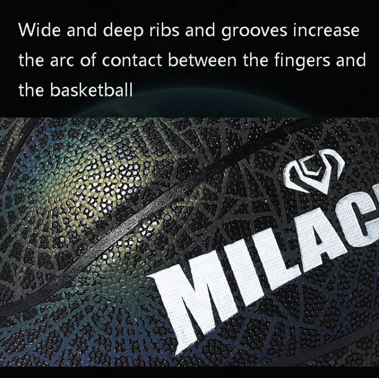 MILACHIC Number 7 Rainbow Reflective Cool Basketball(Stripe 6734)