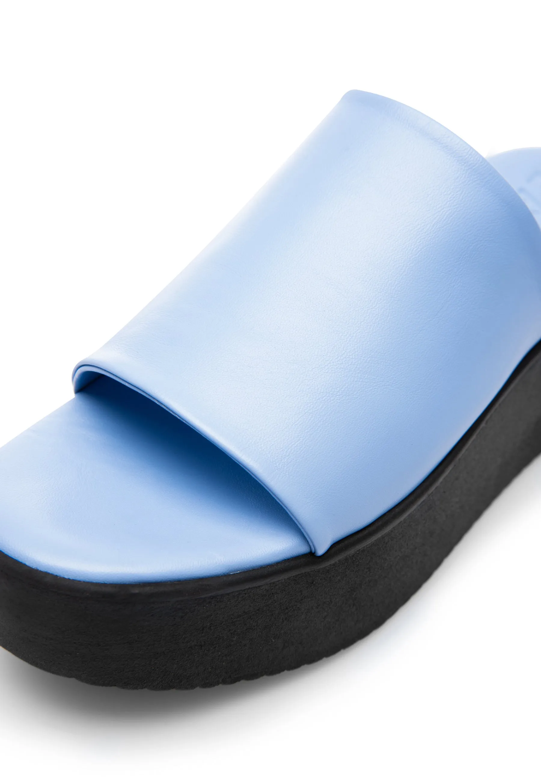 Nanna Blue Leather Slides