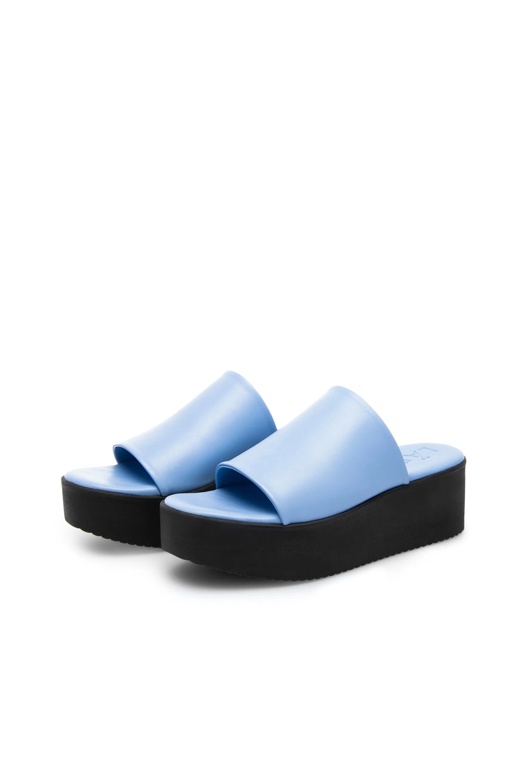 Nanna Blue Leather Slides