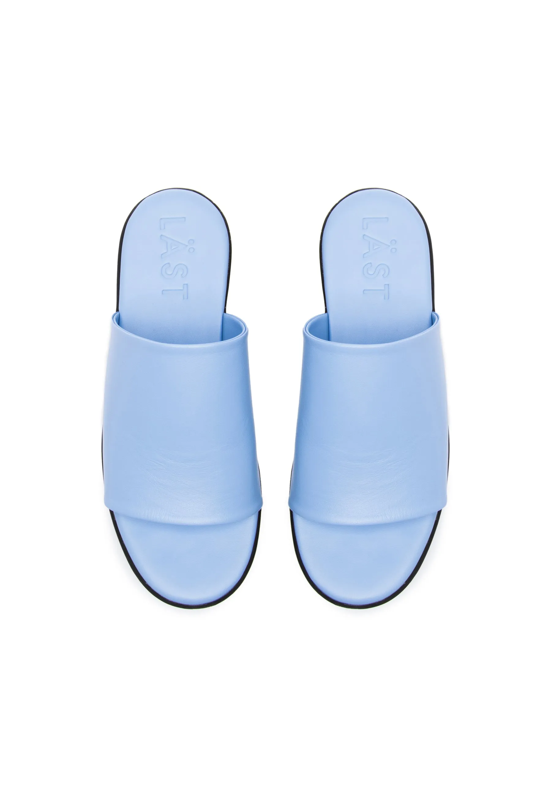 Nanna Blue Leather Slides