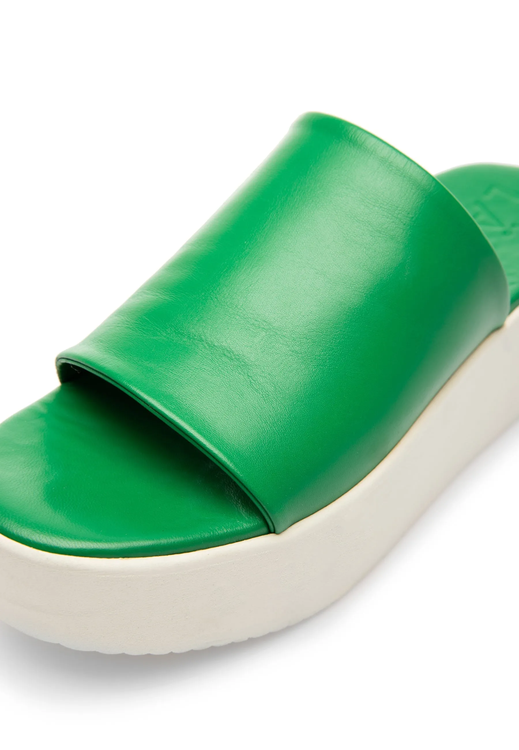 Nanna Green Leather Slides