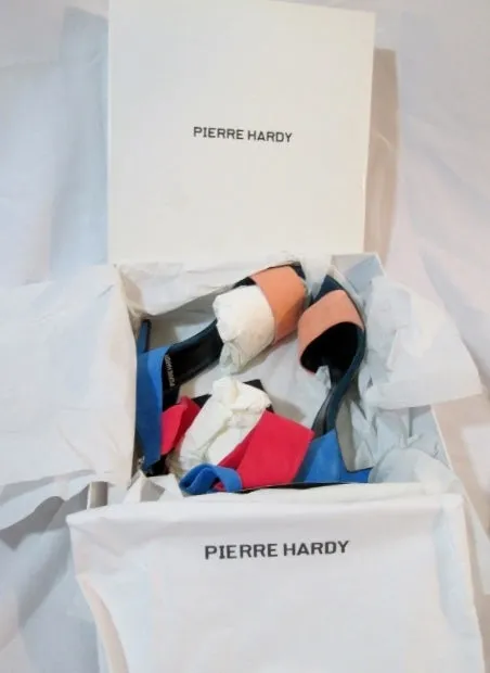 NEW NWT PIERRE HARDY Suede KID Stiletto Heel Sandal Shoe 36.5 6 PEACH Womens NIB
