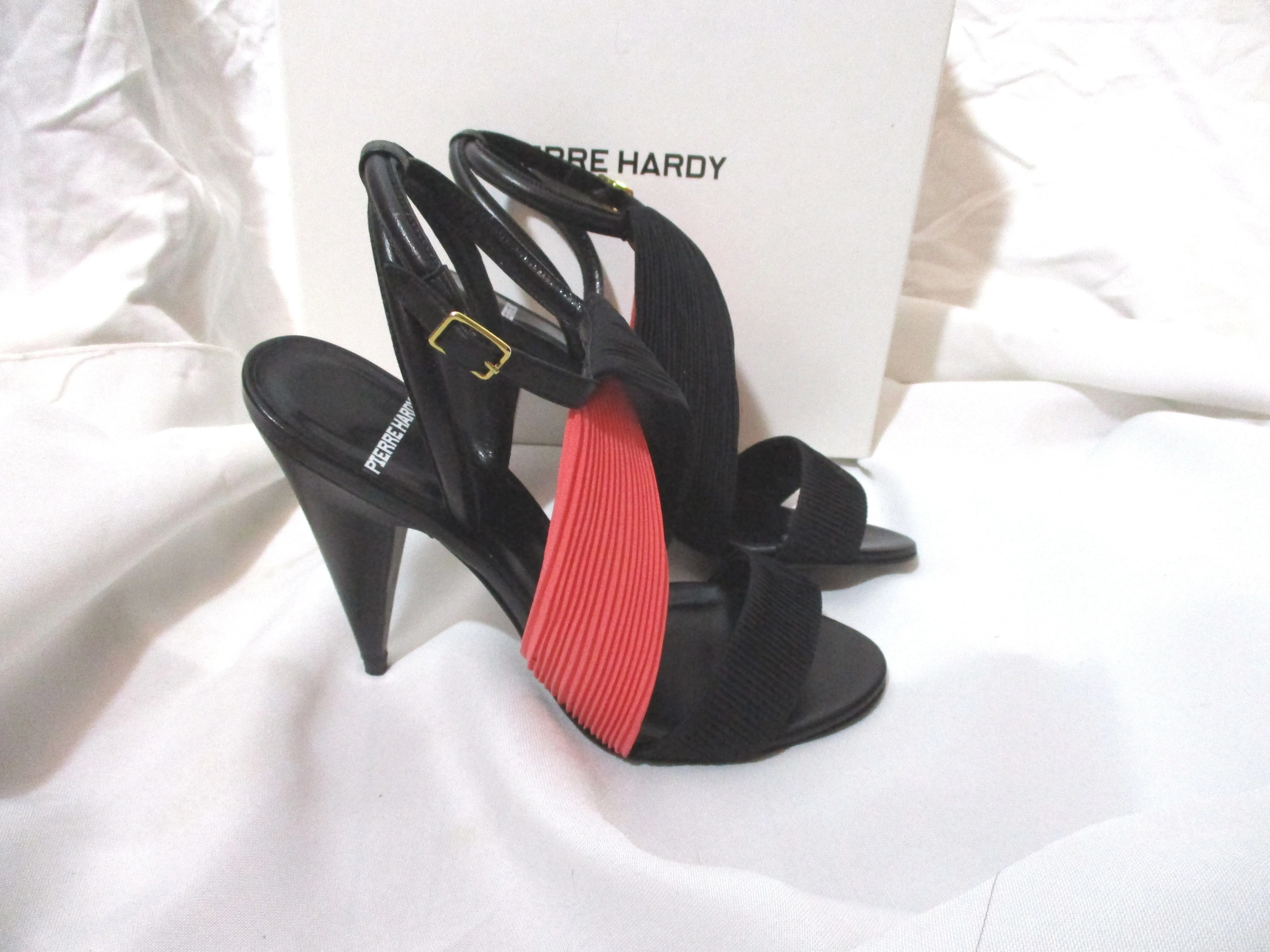 NEW PIERRE HARDY Stiletto High Heel Sandal Shoe 37 BLACK CORAL