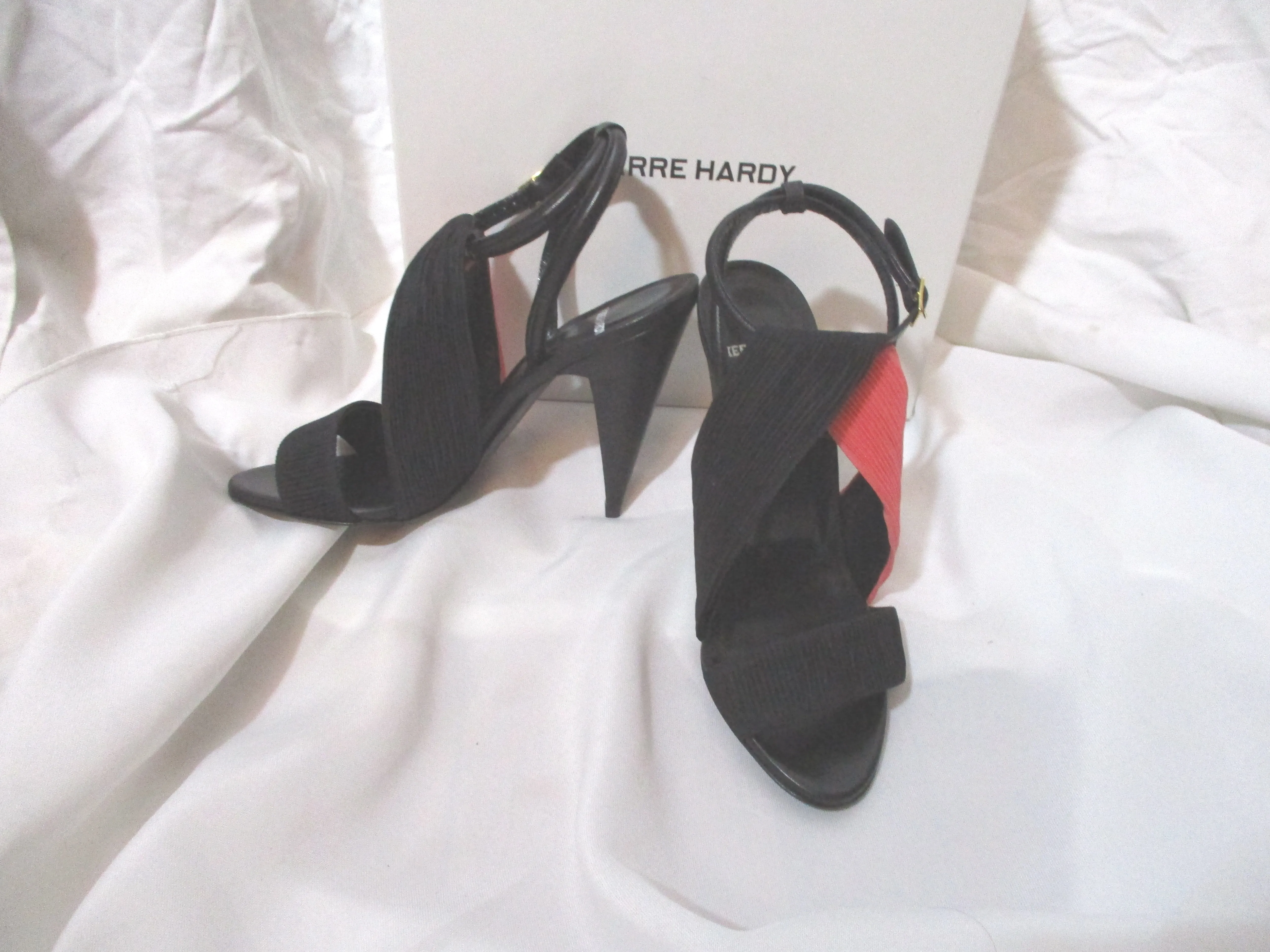 NEW PIERRE HARDY Stiletto High Heel Sandal Shoe 37 BLACK CORAL