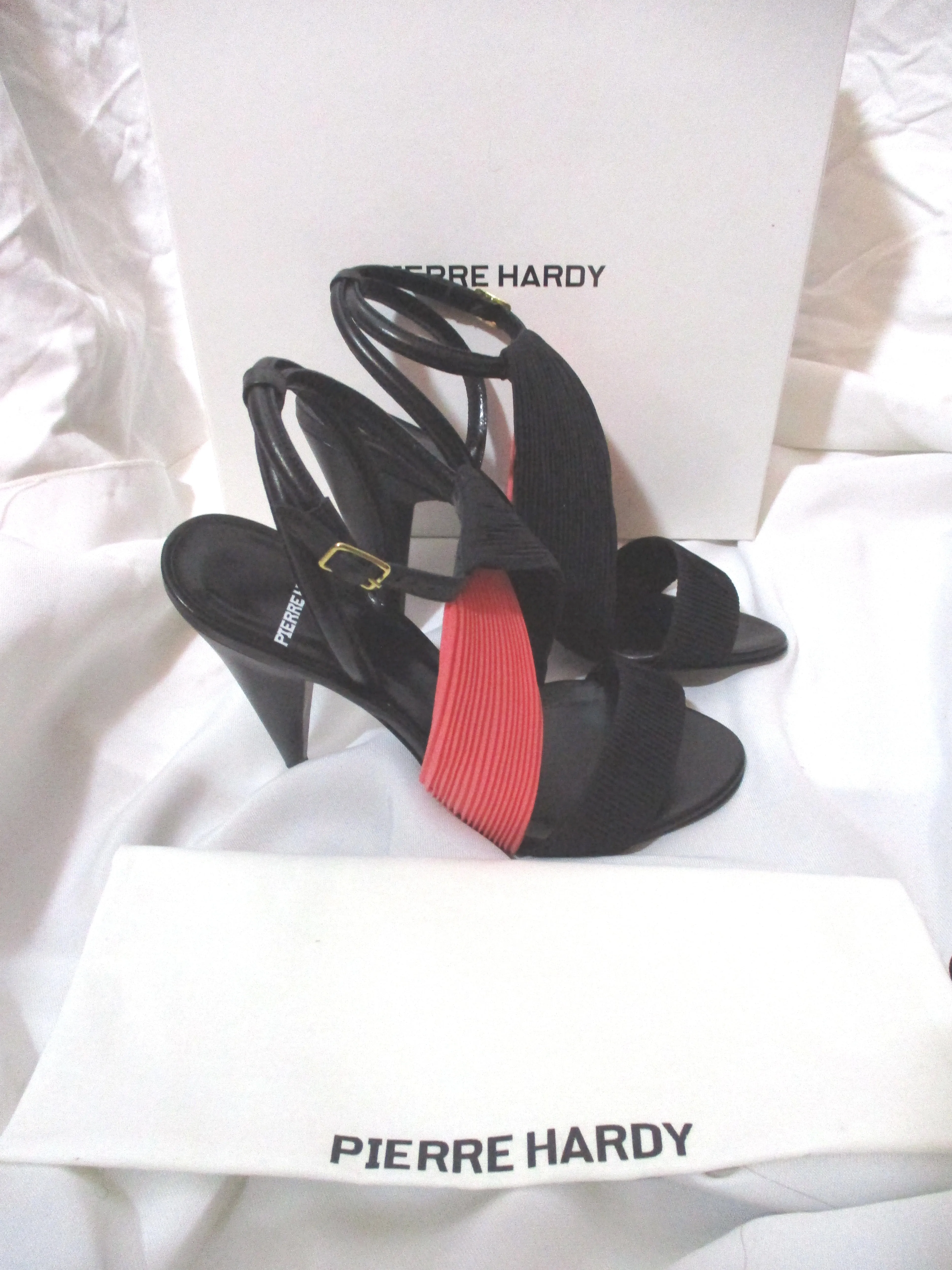NEW PIERRE HARDY Stiletto High Heel Sandal Shoe 37 BLACK CORAL
