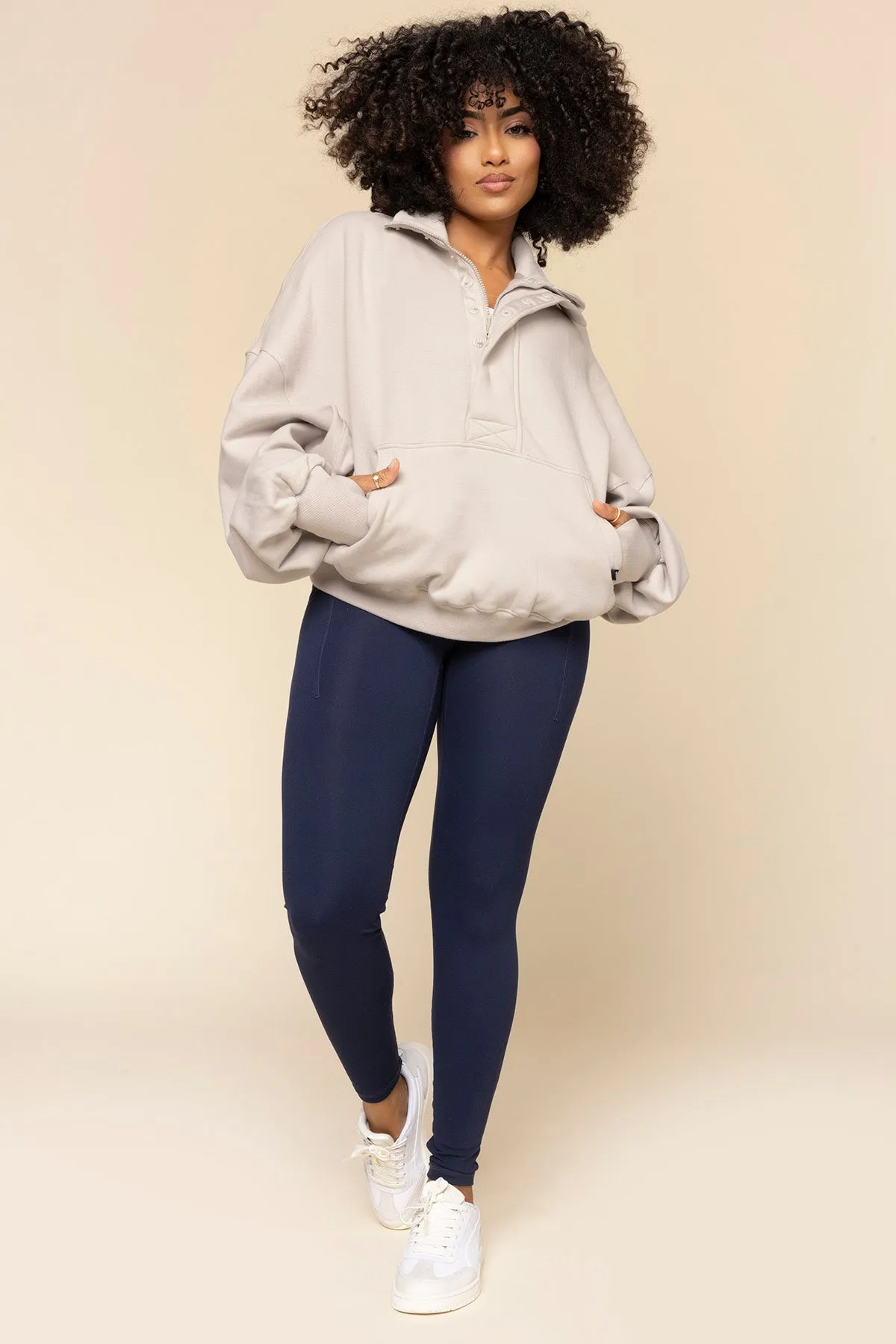 Ooey Gooey Half Zip Sweater - Silver Birch