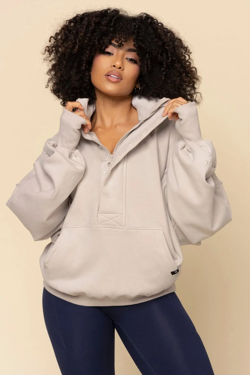 Ooey Gooey Half Zip Sweater - Silver Birch