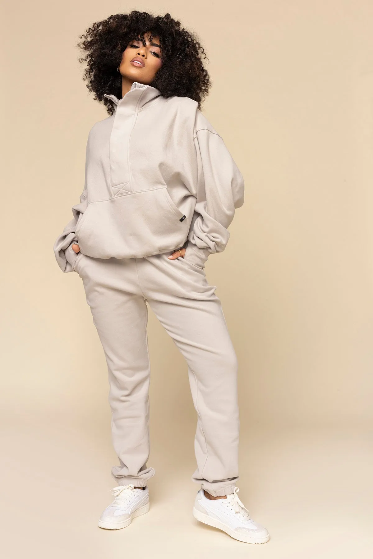 Ooey Gooey Half Zip Sweater - Silver Birch