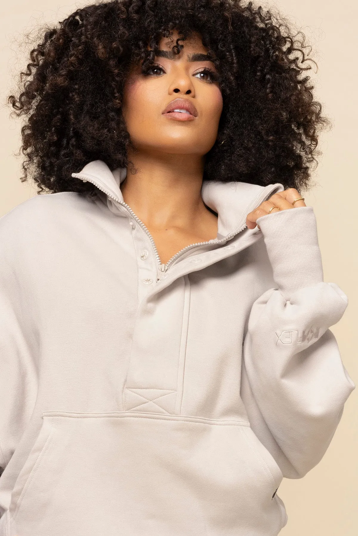 Ooey Gooey Half Zip Sweater - Silver Birch