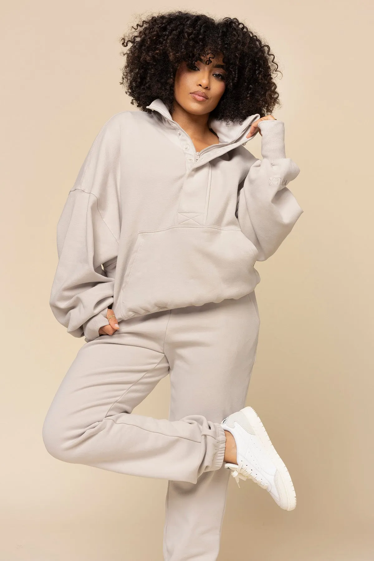 Ooey Gooey Half Zip Sweater - Silver Birch