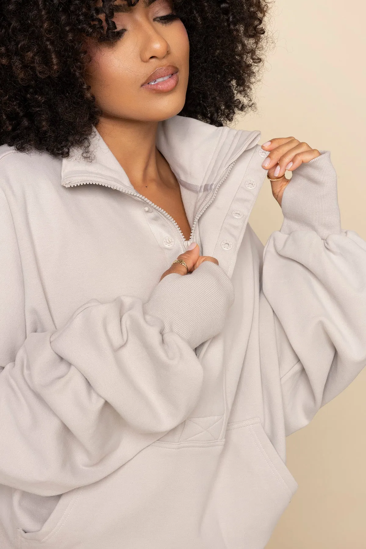 Ooey Gooey Half Zip Sweater - Silver Birch