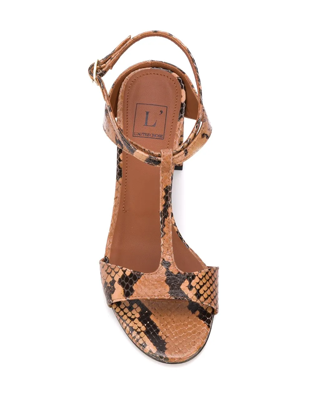 Open Toe Sandals In Cigar Python Print Leather