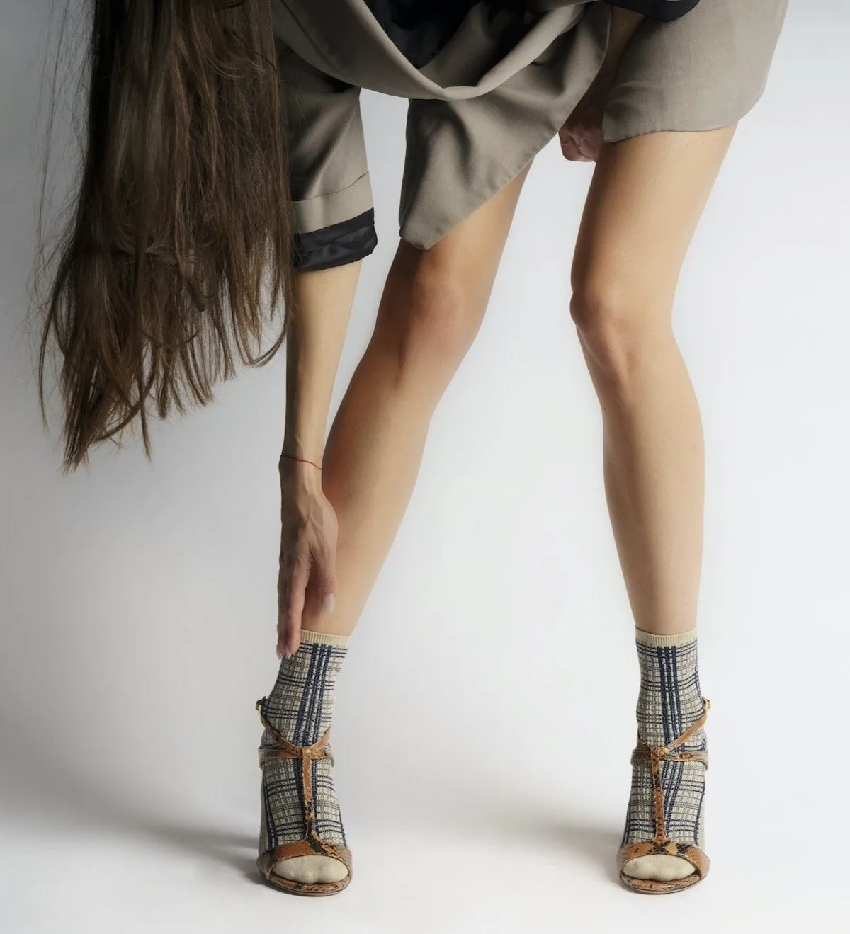Open Toe Sandals In Cigar Python Print Leather