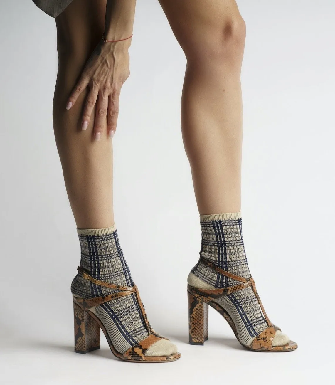 Open Toe Sandals In Cigar Python Print Leather