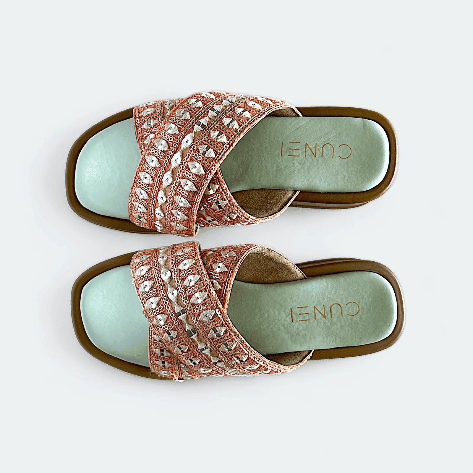 Pastel Green and Pink Criss Cross Slider