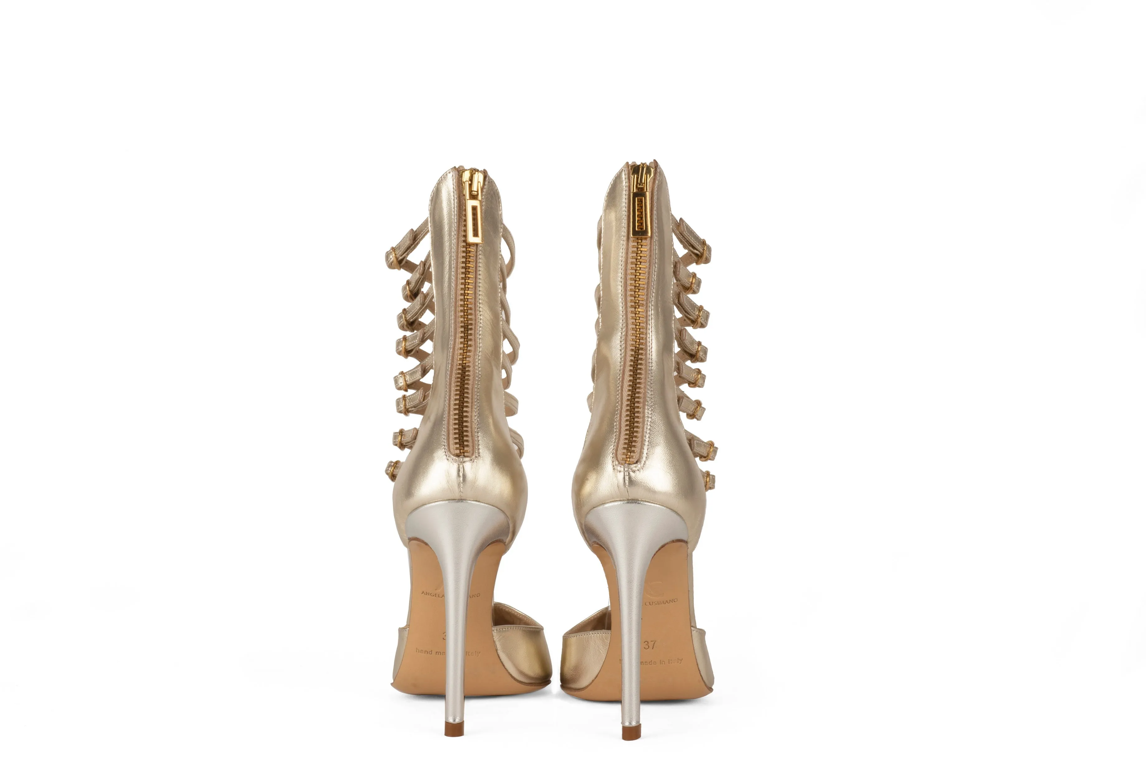 Phoebe Platinum Silver Laminated Leather Sandals