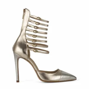 Phoebe Platinum Silver Laminated Leather Sandals