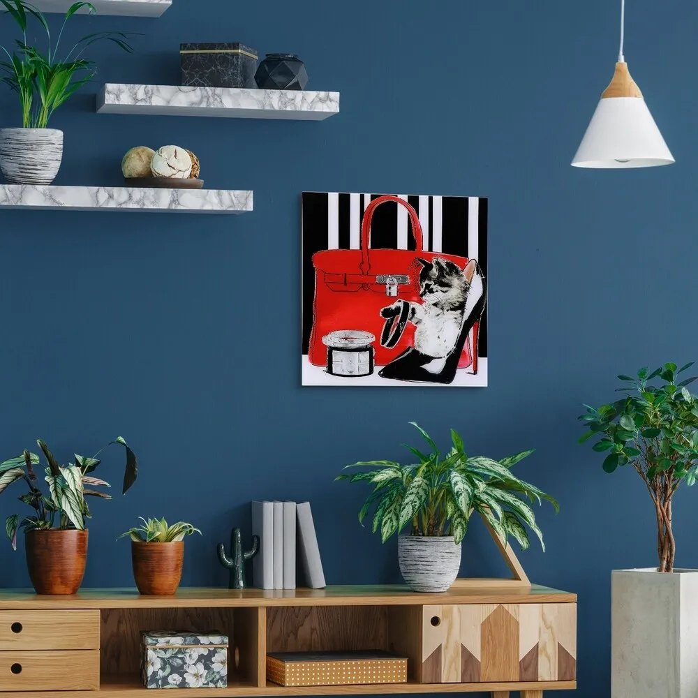 "Tiny Kitten" Unframed Free Floating Tempered Glass Wall Art
