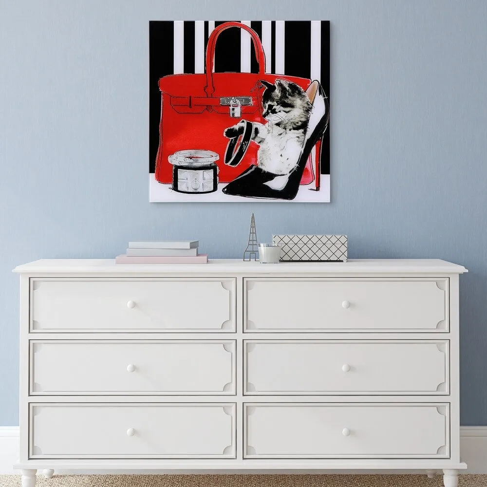 "Tiny Kitten" Unframed Free Floating Tempered Glass Wall Art
