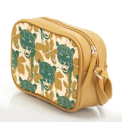 SACCI MUCCI Boxy Shoulder Sling Crossbody Bag for Women, Stylish Sling Bag For Girls, Ladies Purse, Shoulder Bag, Gift for Girls - Wild Print (Mustard)