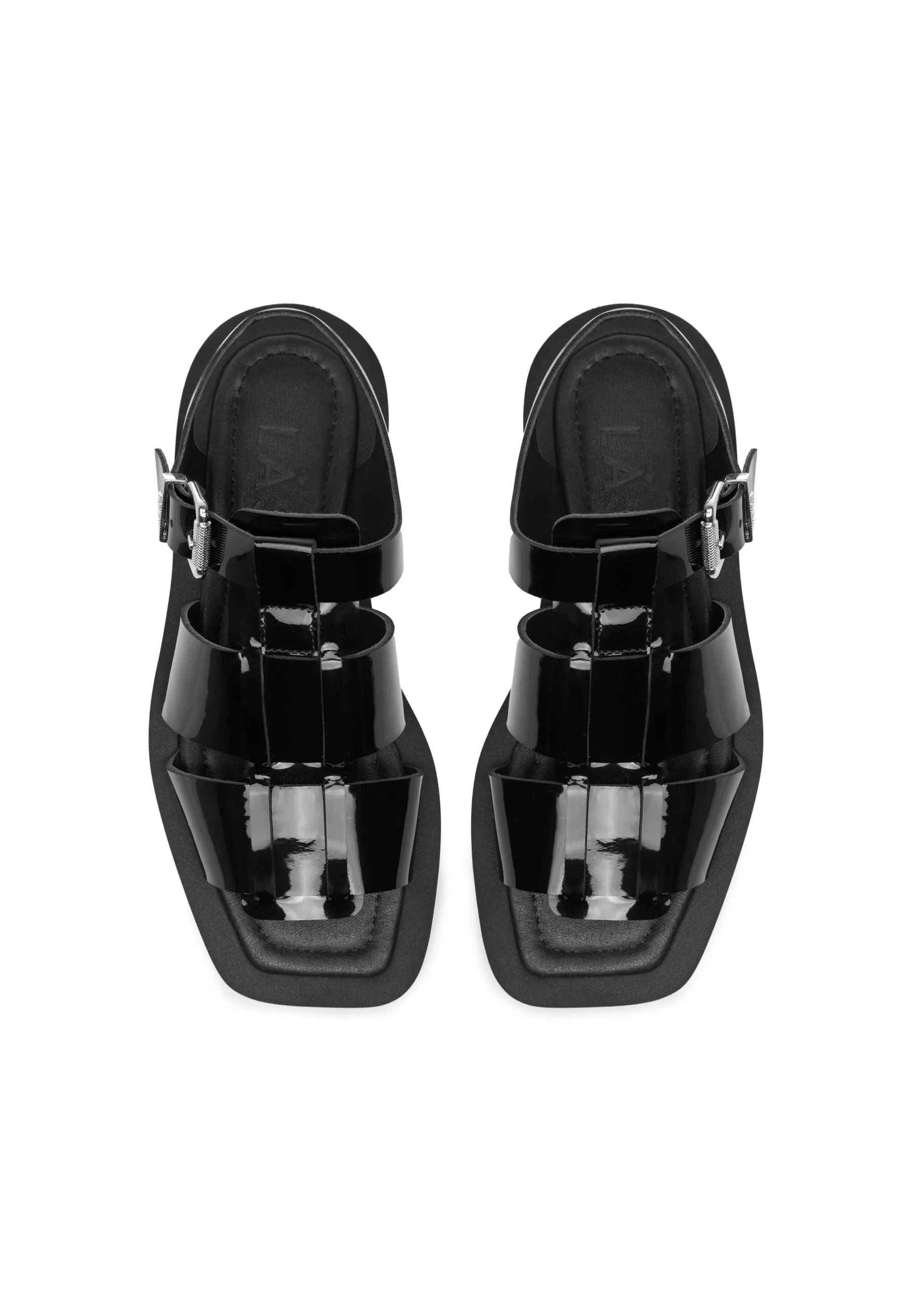 Samantha Black Patent Leather Sandals