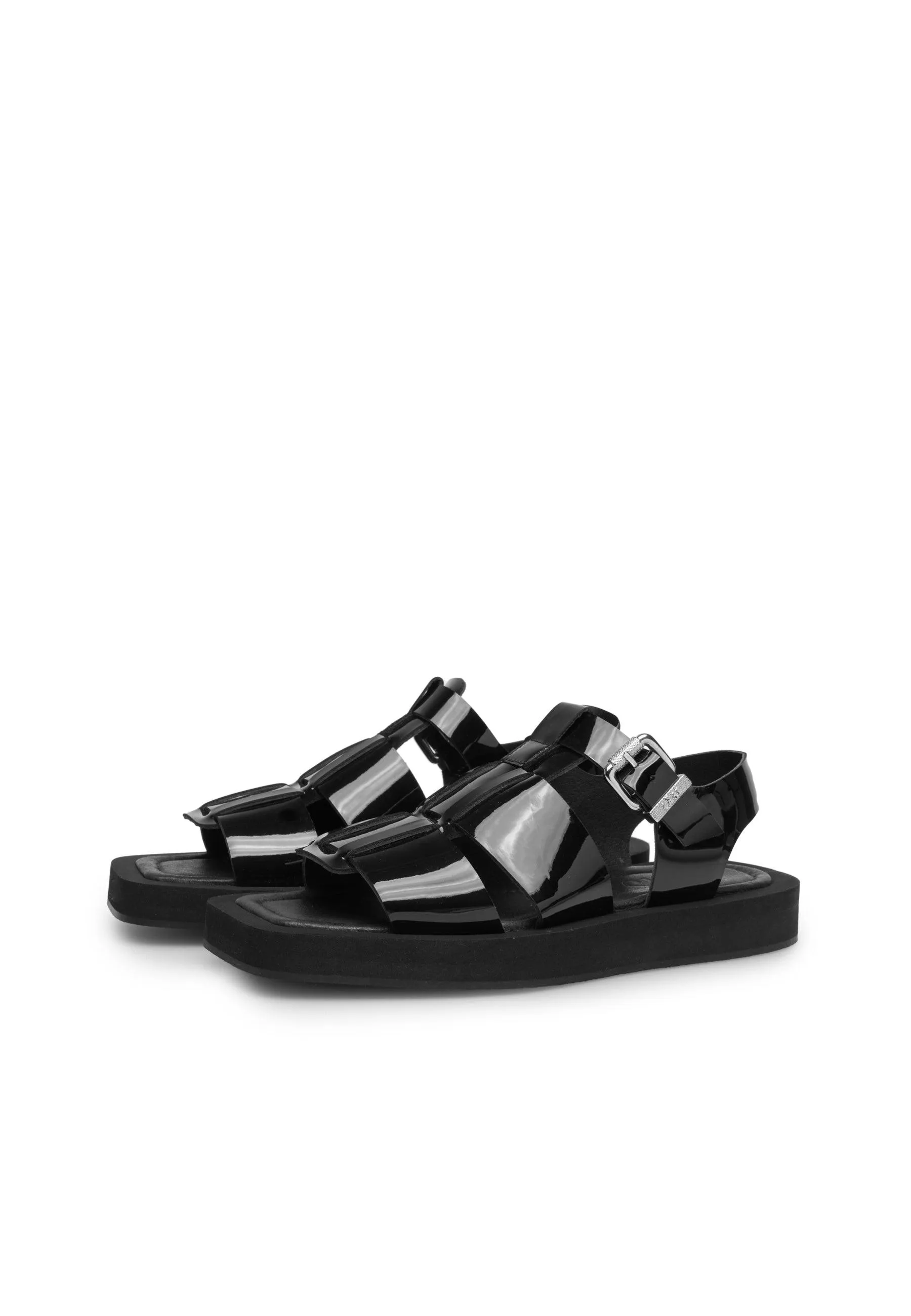 Samantha Black Patent Leather Sandals