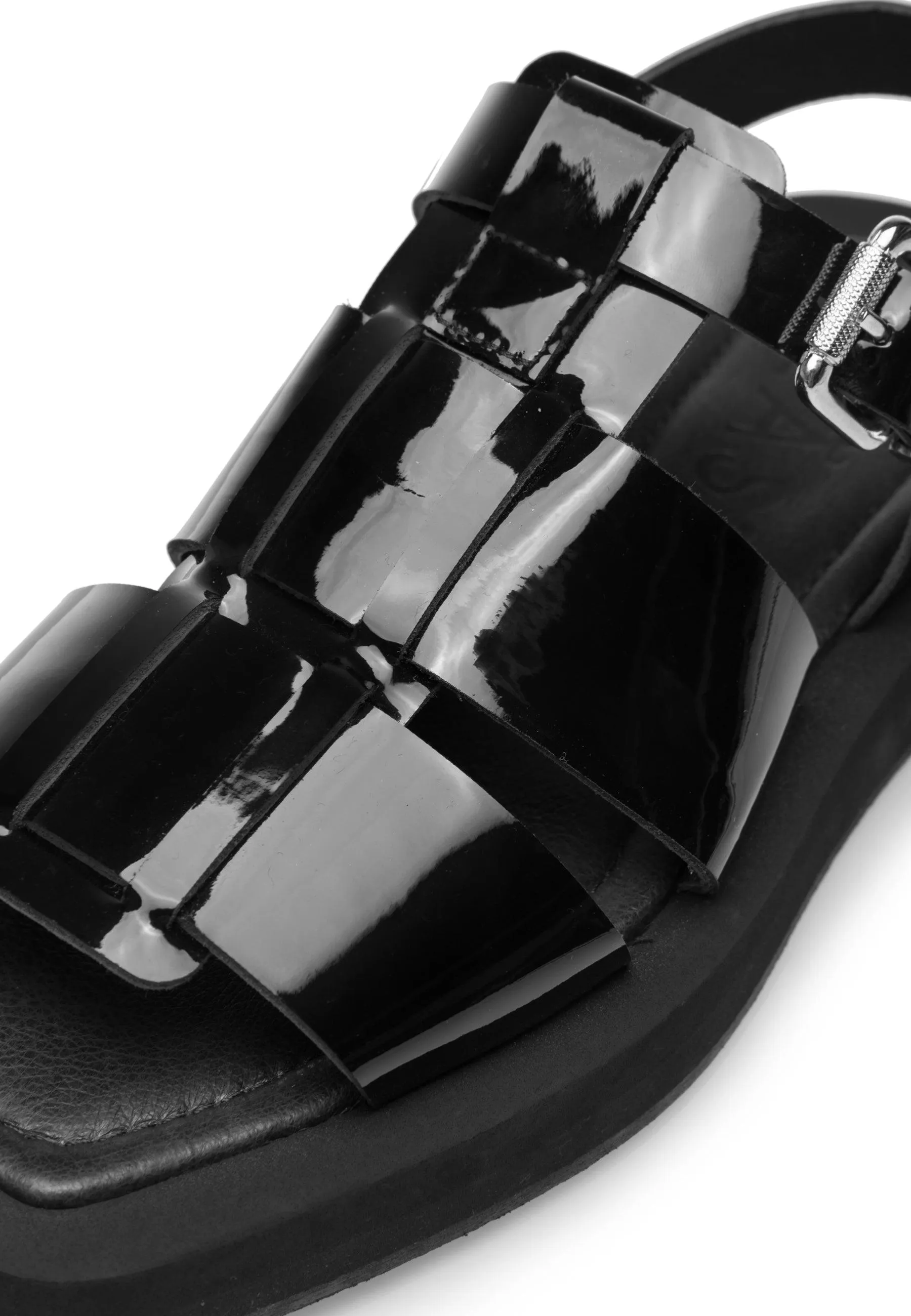 Samantha Black Patent Leather Sandals