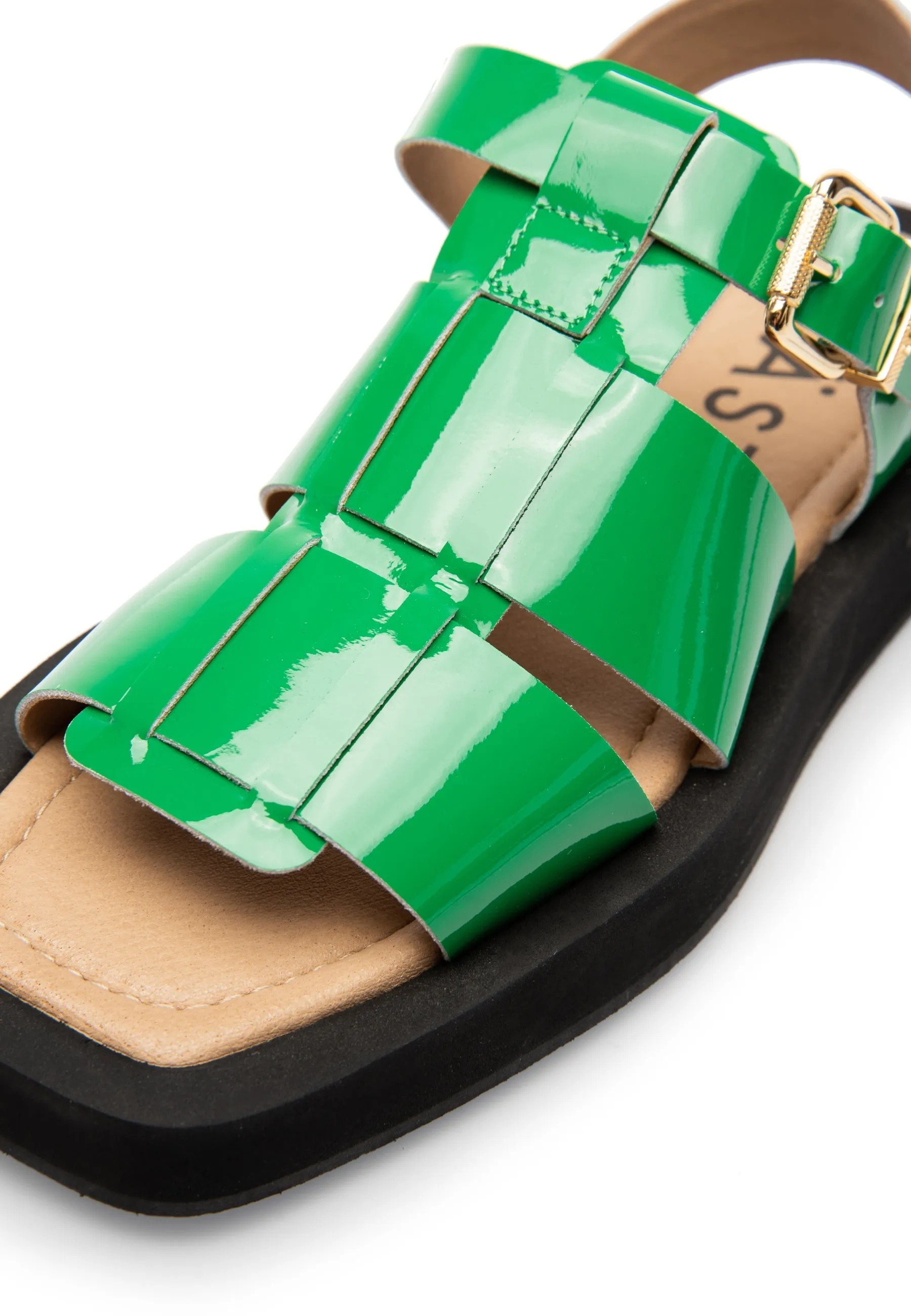 Samantha Green Patent Leather Sandals