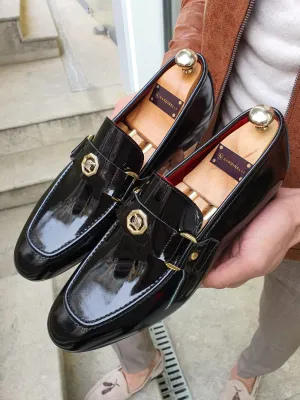 Sardinelli Buckled Shiny Black Leather Shoes