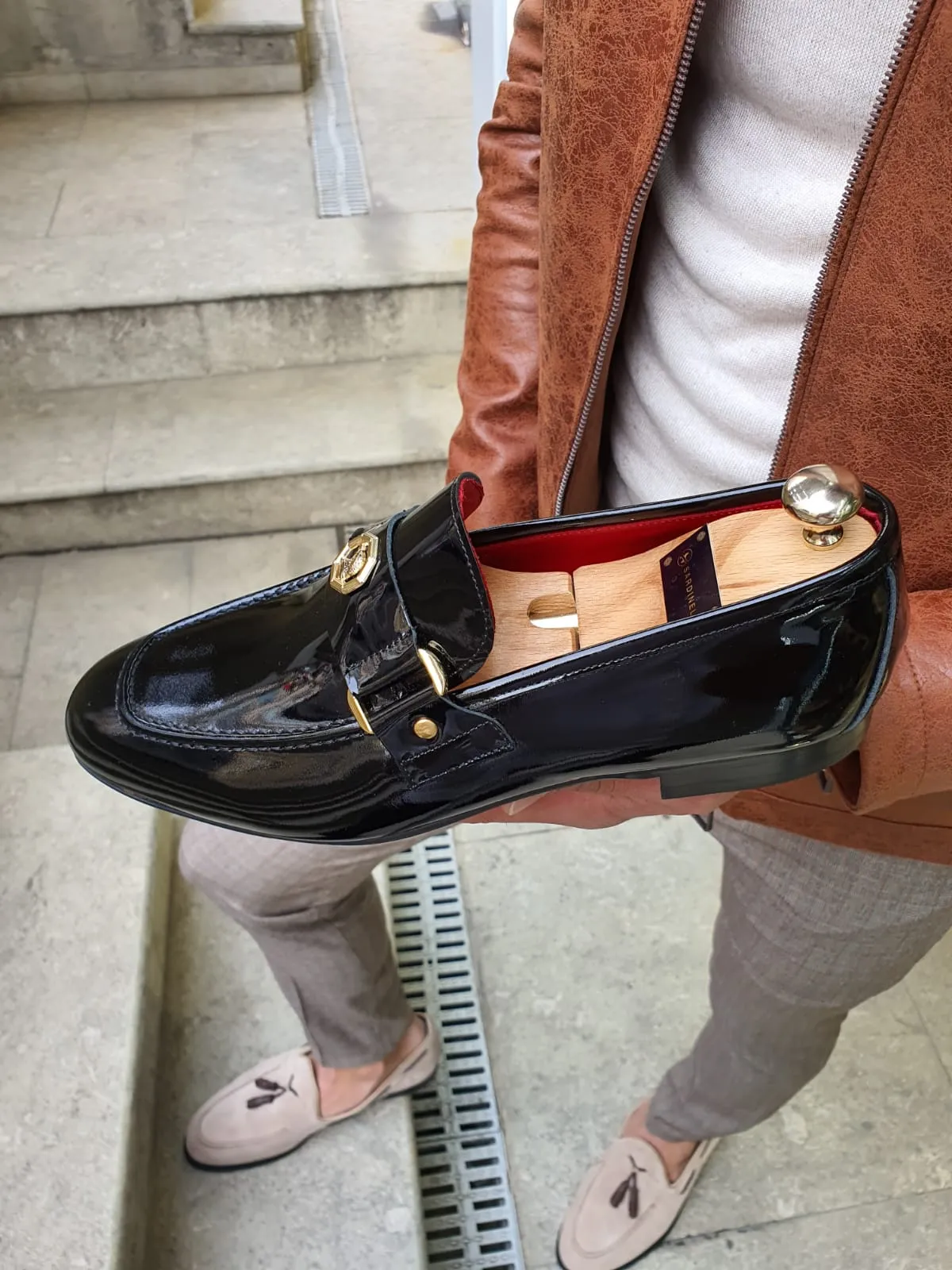 Sardinelli Buckled Shiny Black Leather Shoes
