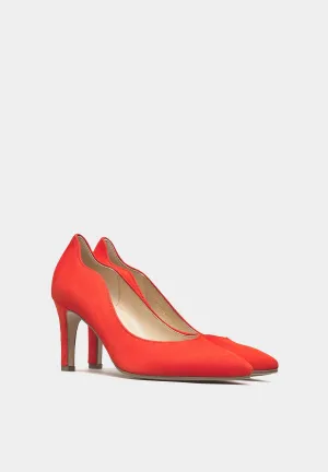 Scalloped Courts Orange Suede